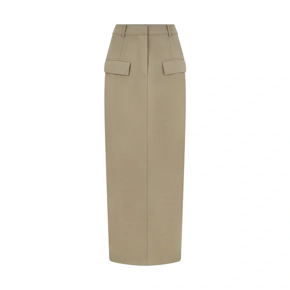 Elegant Beige Halter Maxi Skirt - Picture 2 of 6
